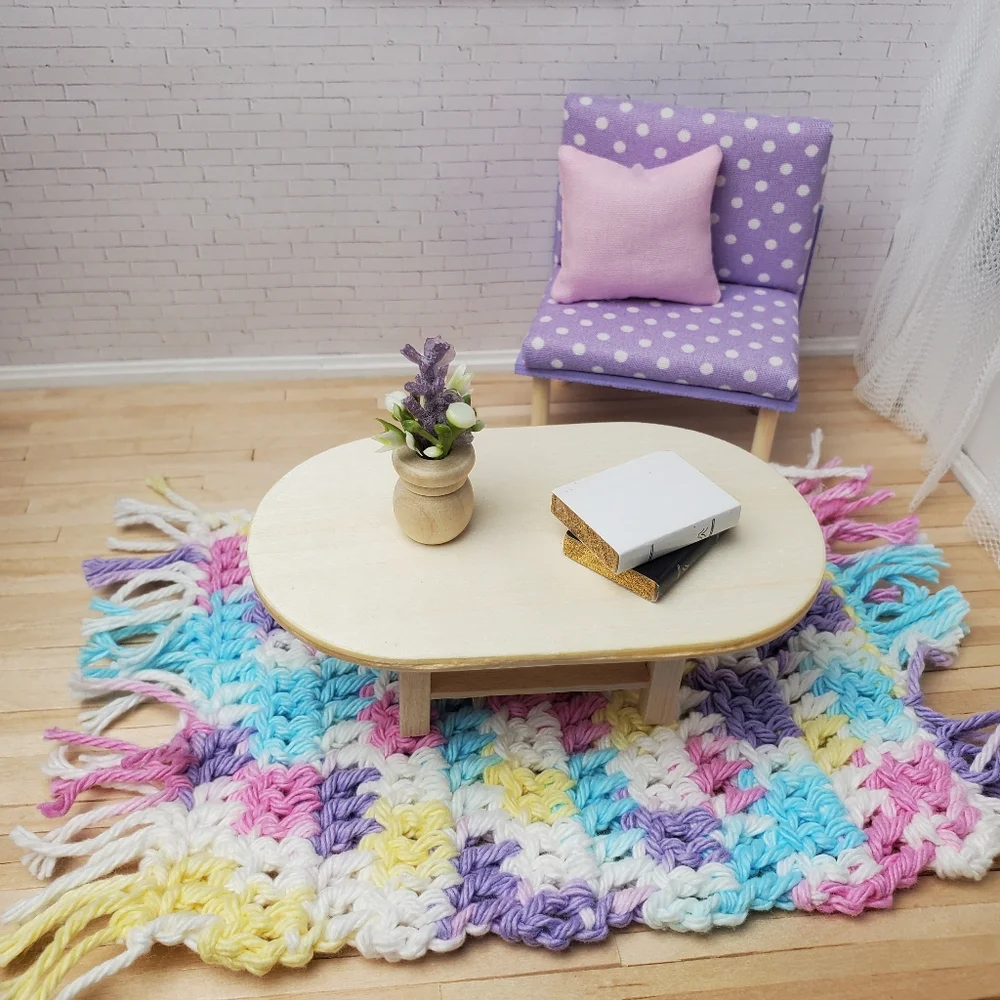 Miniature Dollhouse Crochet Throw Blanket 1:12 Scale Maileg